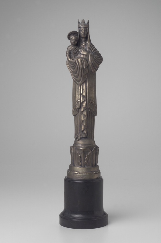 Georg J. Lober (American, 1892–1961). <em>Statuette "Madonna,"</em> 1925. Silver and black stone, 14 3/8 x 3 1/4 x 3 in., 9 lb. (36.5 x 8.3 x 7.6 cm, 4.1kg). Brooklyn Museum, Gift of Bruce Douglas, 26.153. © artist or artist's estate (Photo: Brooklyn Museum, 26.153.jpg)