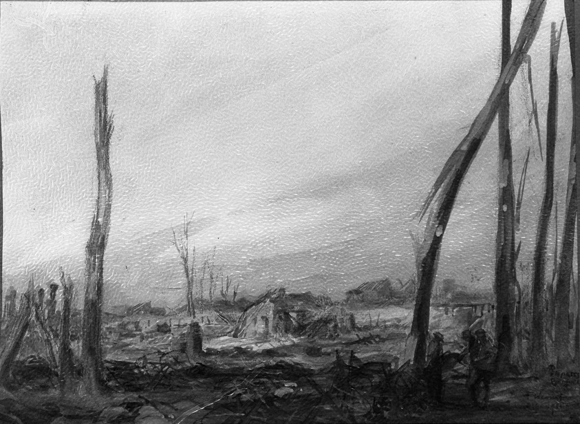 Dominique Charles Fouqueray (French, 1872-1956). <em>Fricourt (Somme)</em>. Watercolor, 9 x 12 1/2 in.  (22.9 x 31.8 cm). Brooklyn Museum, Gift of Jules S. Bache
, 26.52. © artist or artist's estate (Photo: Brooklyn Museum, 26.52_acetate_bw.jpg)