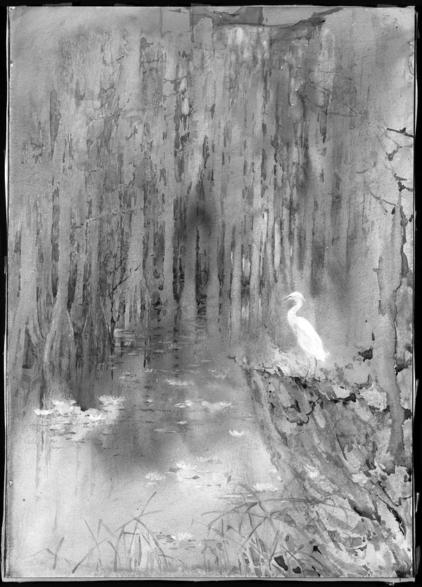 Alice Ravenel Huger Smith (American, 1876-1958). <em>The White Heron</em>. Watercolor Brooklyn Museum, Museum Collection Fund, 26.607. © artist or artist's estate (Photo: Brooklyn Museum, 26.607_bw.jpg)