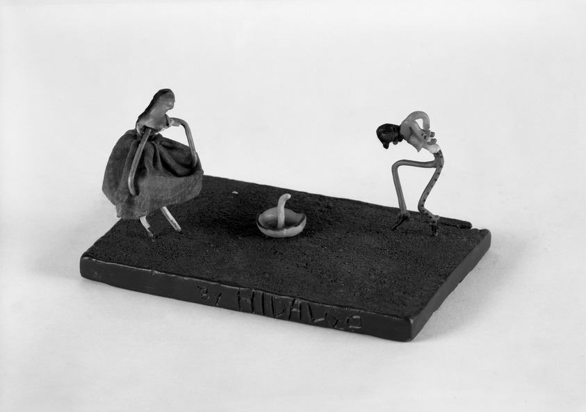 Luis Hidalgo (Mexican, born 1901). <em>Figures of a Mexican Couple</em>, 20th century. Wax, 2 9/16 x 4 3/4 x 3 1/16 in. (6.5 x 12 x 7.7 cm). Brooklyn Museum, Museum Collection Fund, 27.658. © artist or artist's estate (Photo: Brooklyn Museum, 27.658_bw.jpg)