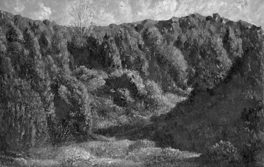 Herbert Herman Newton (British, 1881-1959). <em>Solitude Valley</em>, 1926. Oil on canvas, 16 1/8 x 24 1/16 in.  (41.0 x 61.1 cm). Brooklyn Museum, Gift of Mrs. C. I. Stralem, 28.381. © artist or artist's estate (Photo: Brooklyn Museum, 28.381_cropped_bw.jpg)