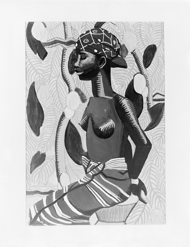 Susan Frazier (American, born 1900). <em>North African Woman (Mumza?)</em>, 1929. Gouache, 20 3/16 x 15 1/16 in. (51.2 x 38.2 cm). Brooklyn Museum, John B. Woodward Memorial Fund, 30.16. © artist or artist's estate (Photo: Brooklyn Museum, 30.16_glass_bw.jpg)