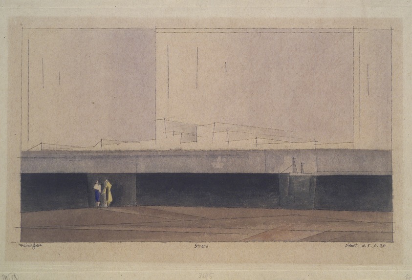Lyonel Feininger (American, 1871-1956). <em>Strand</em>, 1925. Watercolor with pen and black ink over charcoal, sheet: 11 9/16 x 17 in. (29.4 x 43.2 cm). Brooklyn Museum, Museum Collection Fund, 31.128. © artist or artist's estate (Photo: Brooklyn Museum, 31.128.jpg)