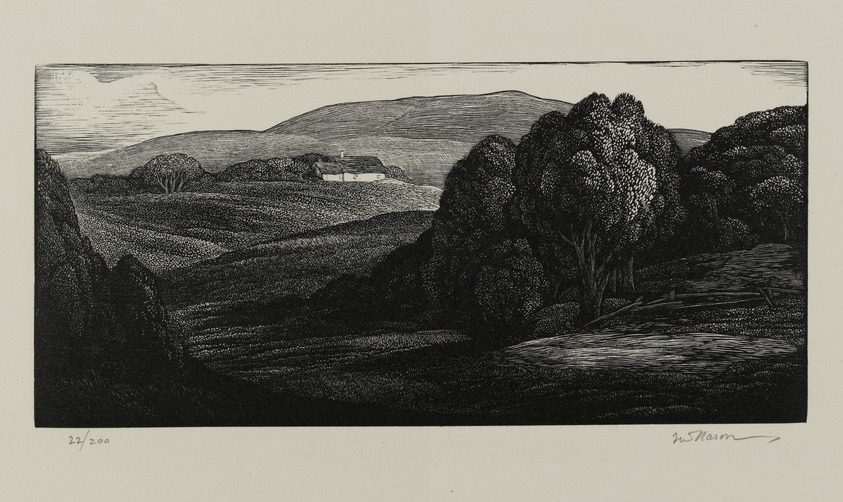 Thomas Willoughby Nason (American, 1889-1971). <em>Upland Pastures</em>, 1934. Wood engraving on white wove paper, Sheet: 6 1/4 x 9 7/8 in. (15.9 x 25.1 cm). Brooklyn Museum, 34.1035. © artist or artist's estate (Photo: Brooklyn Museum, 34.1035_PS2.jpg)