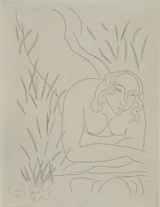 Henri Matisse (French, 1869-1954). <em>[Untitled] (Illustration for the Poem "Hérodiate")</em>, 1932. Etching on colored wove paper, Sheet: 13 1/8 x 10 in. (33.3 x 25.4 cm). Brooklyn Museum, Carll H. de Silver Fund, 36.67.10. © artist or artist's estate (Photo: , 36.67.10_view01_PS12.jpg)