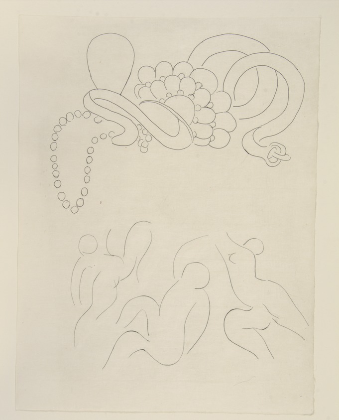 Henri Matisse (French, 1869-1954). <em>[Untitled] (Headpiece for the Poem "Hérodiade")</em>, 1932. Etching on colored wove paper, Sheet: 13 x 9 7/8 in. (33 x 25.1 cm). Brooklyn Museum, Carll H. de Silver Fund, 36.67.11. © artist or artist's estate (Photo: , 36.67.11_view01_PS12.jpg)