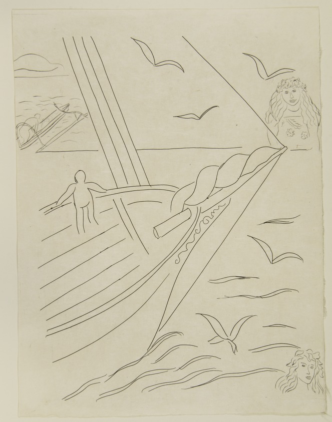 Henri Matisse (French, 1869-1954). <em>[Untitled] (Illustration for "L'Azur")</em>, 1932. Etching on colored wove paper, Sheet: 13 x 9 7/8 in. (33 x 25.1 cm). Brooklyn Museum, Carll H. de Silver Fund, 36.67.9. © artist or artist's estate (Photo: , 36.67.9_view01_PS12.jpg)