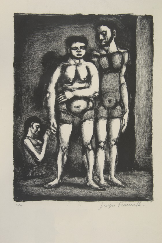 Georges Rouault (French, 1871-1958). <em>Cirque Forain.  La Parade</em>. Lithograph on wove Arches paper, 12 x 8 15/16 in. (30.5 x 22.7 cm). Brooklyn Museum, By exchange, 37.109. © artist or artist's estate (Photo: , 37.109.20_view01_PS12.jpg)