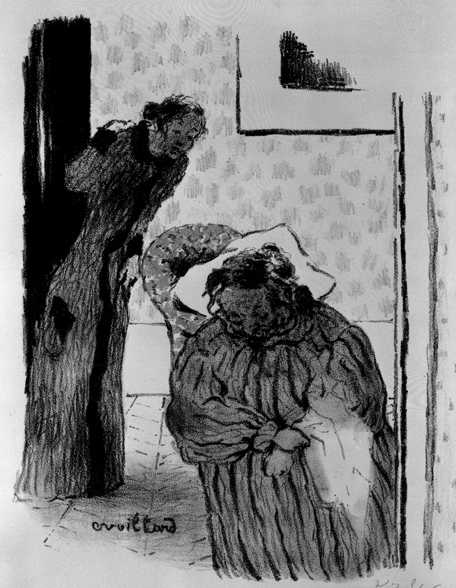 Édouard Vuillard (French, 1868-1940). <em>Interieur</em>, 1893. Lithograph on wove paper, 9 7/8 x 9 1/16 in. (25.1 x 23 cm). Brooklyn Museum, Charles Stewart Smith Memorial Fund, 38.343. © artist or artist's estate (Photo: Brooklyn Museum, 38.343_bw_IMLS.jpg)