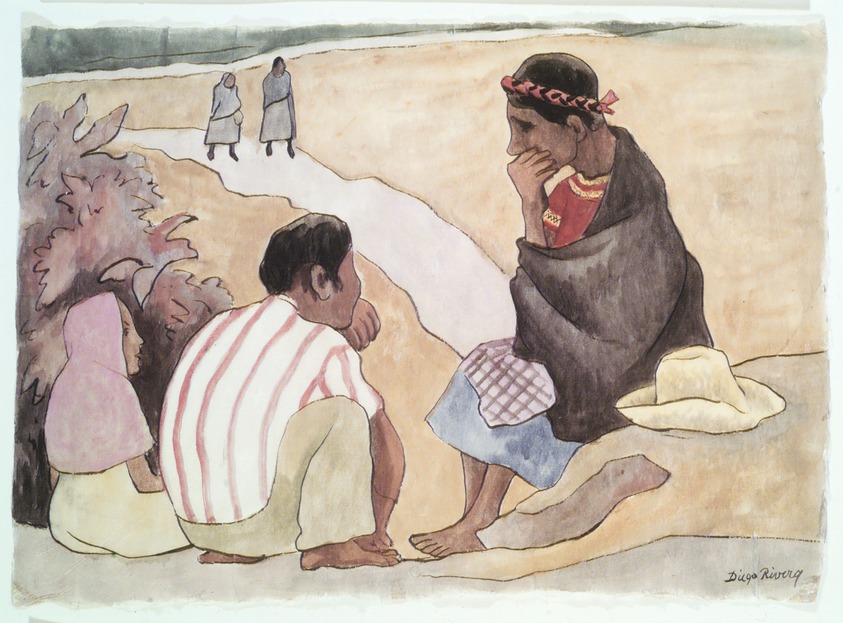 Diego Rivera (Mexican, 1886-1957). <em>Oaxaca</em>, n.d. Watercolor and ink on paper, Sheet: 10 7/8 x 15 1/8 in. (27.6 x 38.4 cm). Brooklyn Museum, Carll H. de Silver Fund, 38.37. © artist or artist's estate (Photo: Brooklyn Museum, 38.37.jpg)
