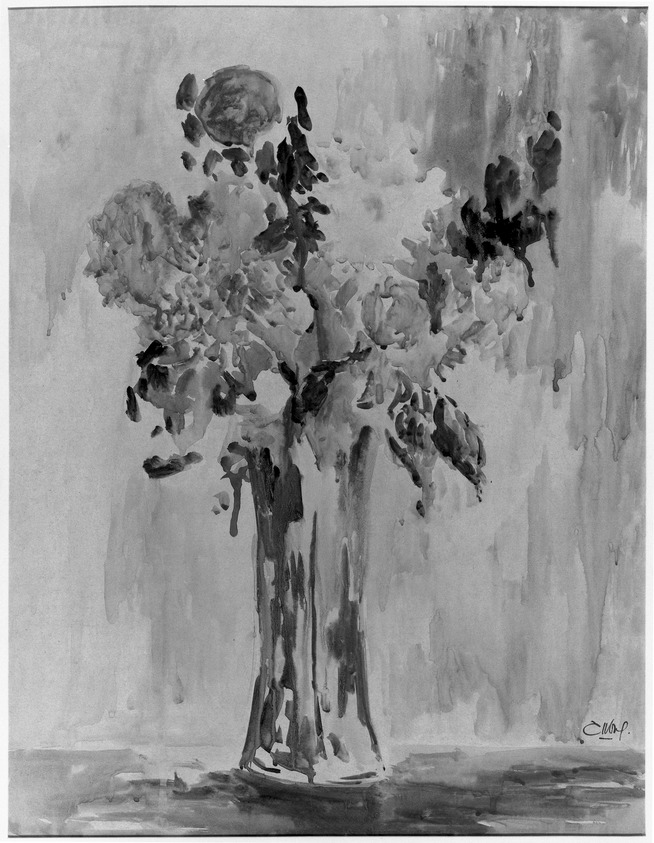 Georges Aubry (French). <em>Flowers</em>. Watercolor, 25 9/16 x 19 3/4 in.  (64.9 x 50.2 cm). Brooklyn Museum, Gift of Robert Lebel, 39.406 (Photo: Brooklyn Museum, 39.406_acetate_bw.jpg)