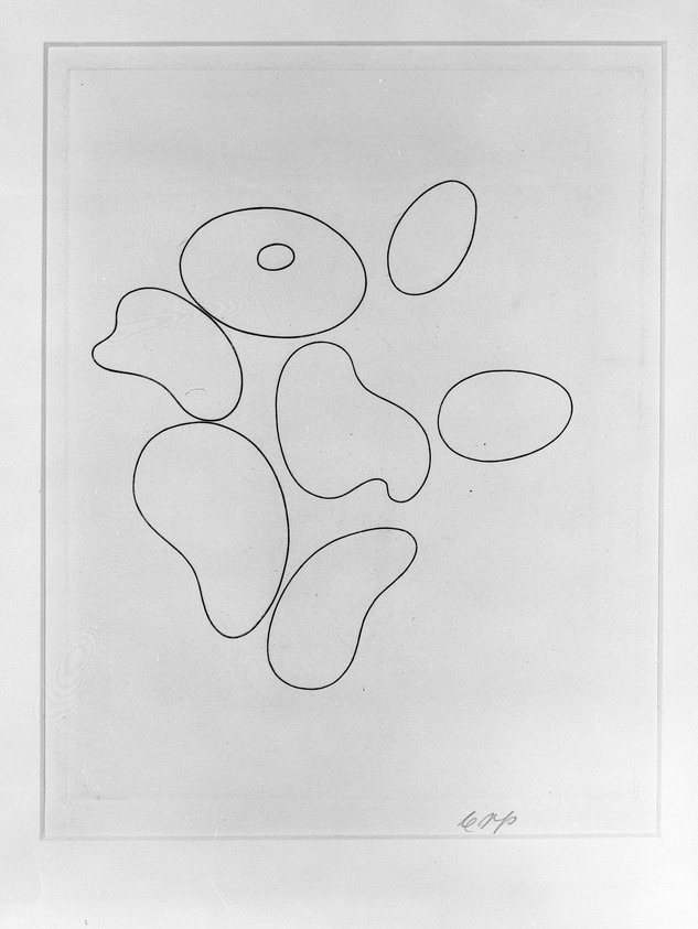 Hans Jean Arp (French, 1887-1966). <em>Composition No. 1</em>, 1935. Etching, Sheet: 12 3/4 x 9 7/8 in. (32.4 x 25.1 cm). Brooklyn Museum, Brooklyn Museum Collection, 39.662.1. © artist or artist's estate (Photo: Brooklyn Museum, 39.662.1_bw.jpg)