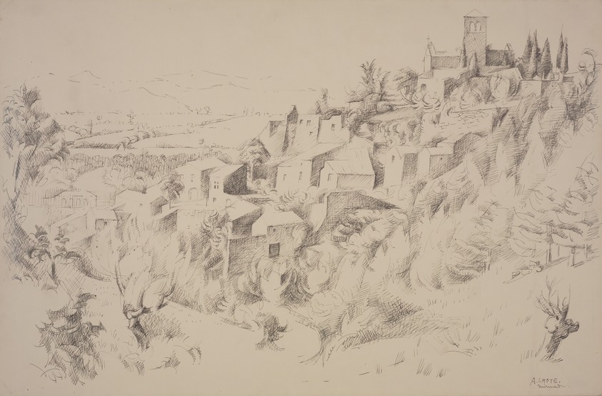 André Lhote (French, 1885-1962). <em>Mirmande</em>. Pen and ink on wove paper, 14 x 22 7/8 in. (35.6 x 58.1 cm). Brooklyn Museum, Museum Collection Fund, 40.131. © artist or artist's estate (Photo: Brooklyn Museum, 40.131.jpg)