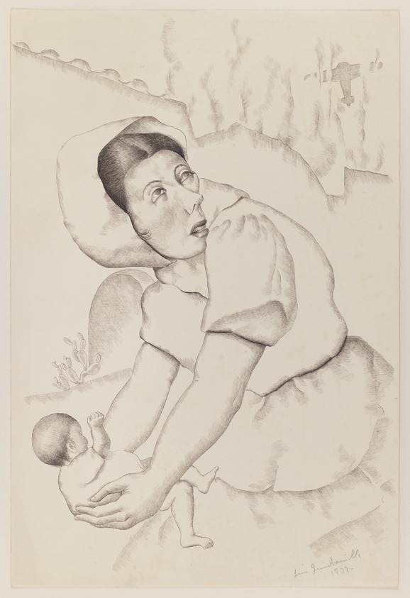 Luis Quintanilla (American, born Santander, Spain, 1893-1978). <em>Death from the Air</em>, 1937. Pen and ink on paper, sheet: 16 15/16 x 11 7/16 in. (43 x 29.1 cm). Brooklyn Museum, Dick S. Ramsay Fund, 40.50. © artist or artist's estate (Photo: Brooklyn Museum, 40.50_IMLS_PS3.jpg)