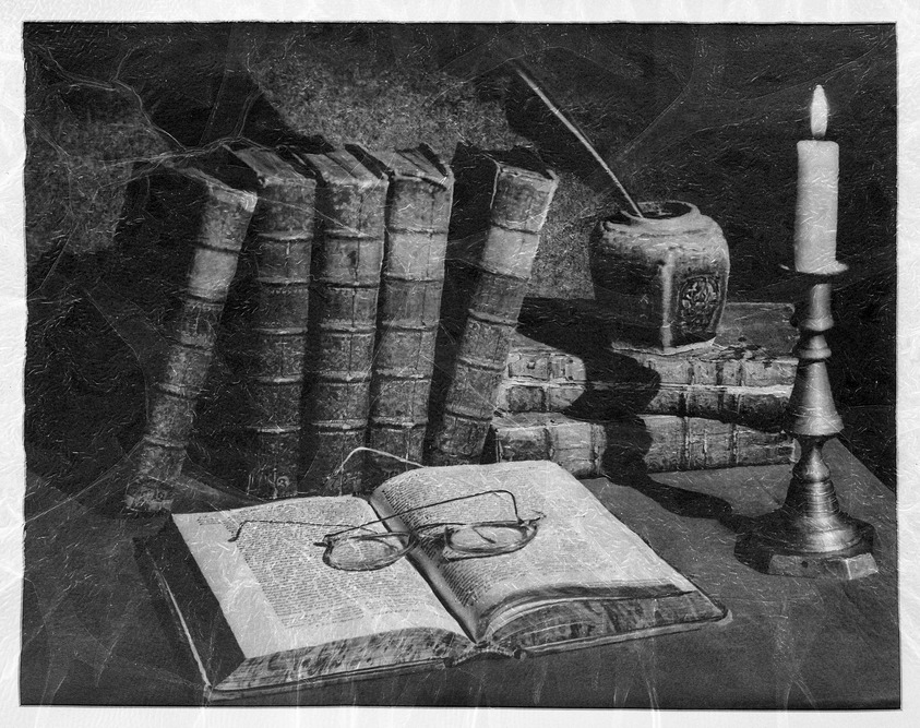 Barton Bachman. <em>Libros Virumque Cano</em>. print, sheet: 16 x 10 15/16 in. (40.6 x 27.8 cm). Brooklyn Museum, Gift of the artist, 40.564 (Photo: Brooklyn Museum, 40.564_acetate_bw.jpg)