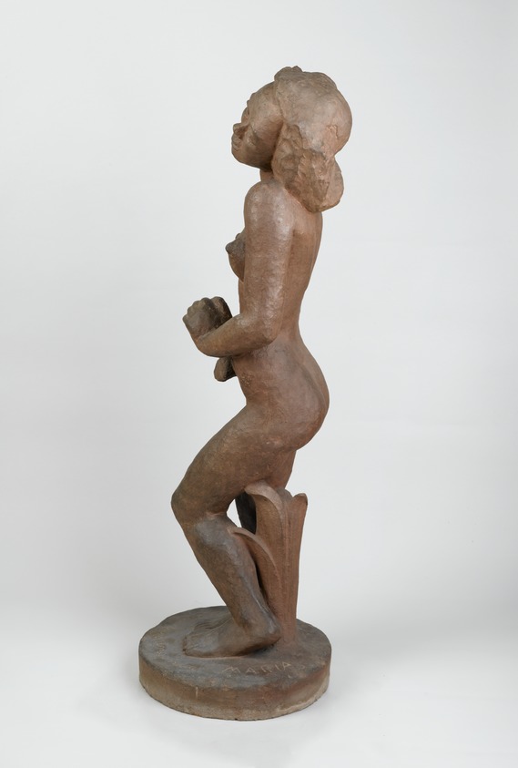 Maria Martins (Brazilian, 1894-1973). <em>Awakening</em>, ca. 1939-1941. Terra cotta, 43 7/16 x 16 x 14 1/4 in. (110.3 x 40.6 x 36.2 cm). Brooklyn Museum, Purchased with funds given by an anonymous donor, 42.226. © artist or artist's estate (Photo: Brooklyn Museum, 42.226_left_PS2.jpg)