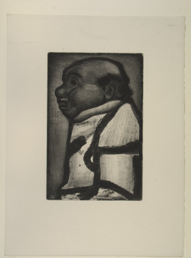 Georges Rouault (French, 1871–1958). <em>Homme en profil, vers la gauche, Illustration for Réincarnations du Père Ubu</em>, 1932. Etching Brooklyn Museum, Henry L. Batterman Fund, 46.130.5. © artist or artist's estate (Photo: , 46.130.5_view01_PS12.jpg)