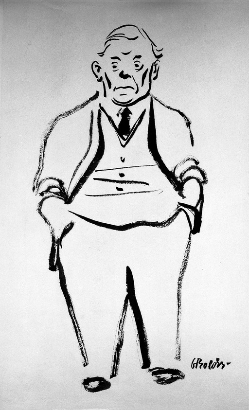 William Gropper (American, 1897–1977). <em>Portrait of Abraham Walkowitz</em>, 1943. Ink and brush on paper, sheet: 15 1/8 x 12 1/2 in. (38.4 x 31.8 cm). Brooklyn Museum, Gift of Abraham Walkowitz, 47.146.3. © artist or artist's estate (Photo: Brooklyn Museum, 47.146.3_bw_IMLS.jpg)
