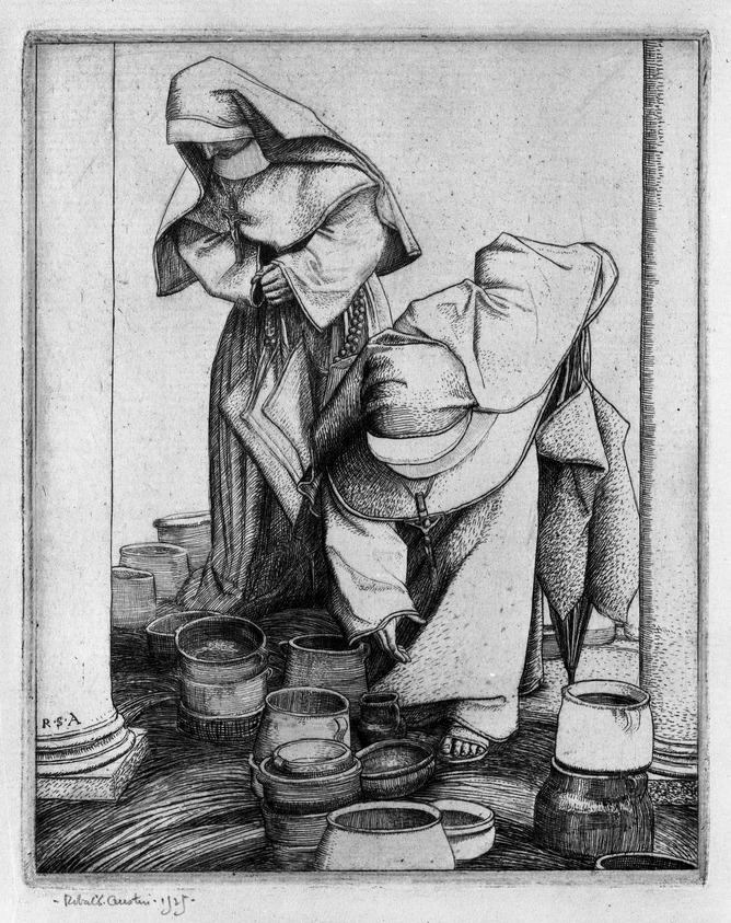 Robert Sargent Austin (British, 1895–1973). <em>Sisters of Assisi</em>, 1925. Etching, engraving Brooklyn Museum, Gift of William Lybrand, 48.193.25. © artist or artist's estate (Photo: Brooklyn Museum, 48.193.25_bw.jpg)