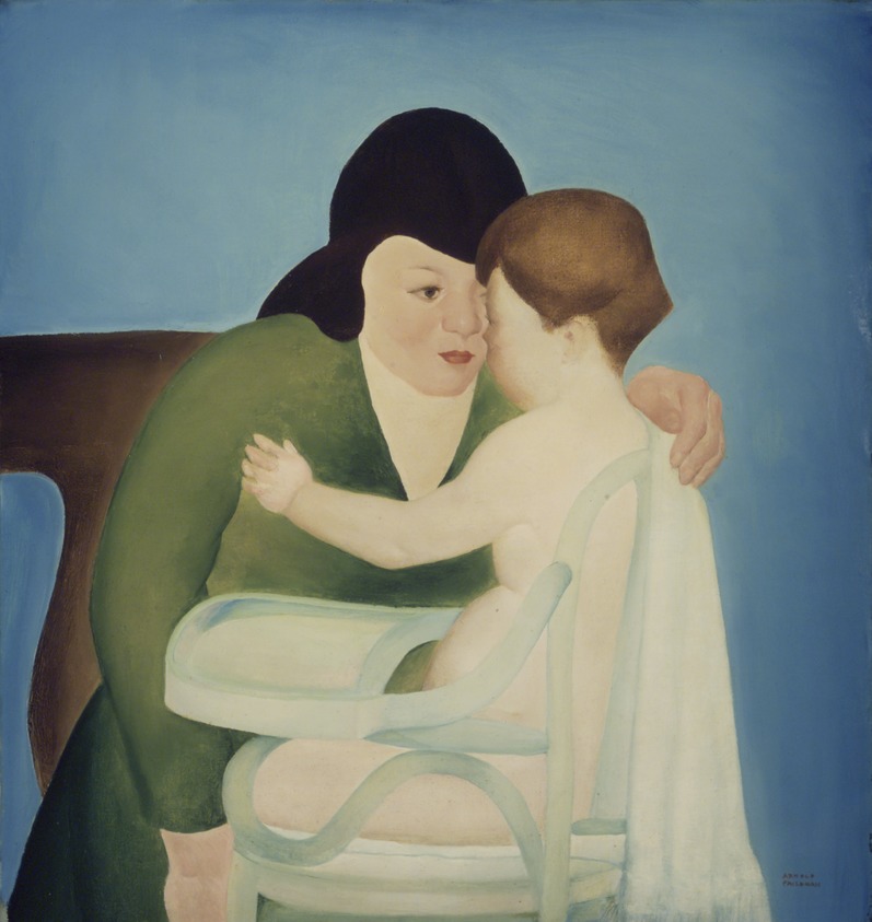 Arnold Friedman (American, 1879-1946). <em>Woman with Child in Highchair</em>. Oil on canvas, 37 x 34 in. (94 x 86.4 cm). Brooklyn Museum, Gift of Sam A. Lewisohn, 49.137. © artist or artist's estate (Photo: Brooklyn Museum, 49.137.jpg)