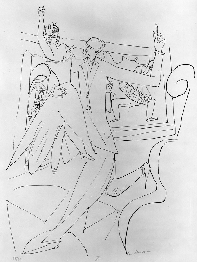 Max Beckmann (Leipzig, Germany, 1884–1950, New York, New York). <em>Tango</em>, 1946. Lithograph on wove paper, Image: 14 1/2 x 11 in. (36.8 x 27.9 cm). Brooklyn Museum, Gift of Curt Valentin, 49.206.4. © artist or artist's estate (Photo: Brooklyn Museum, 49.206.4_bw_IMLS.jpg)