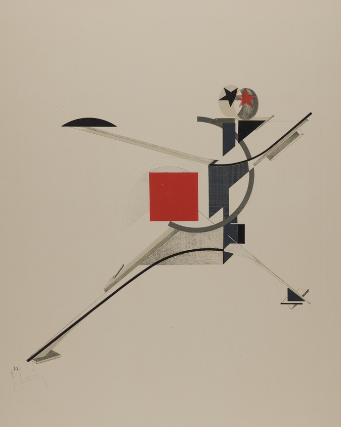 El Lissitzky (Russian, 1890–1941). <em>New Man (Neuer)</em>, 1923. Color lithograph on wove paper, image: 12 × 12 1/2 in. (30.5 × 31.8 cm). Brooklyn Museum, By exchange, 50.191.10. © artist or artist's estate (Photo: Brooklyn Museum, 50.191.10_cropped_PS22.jpg)