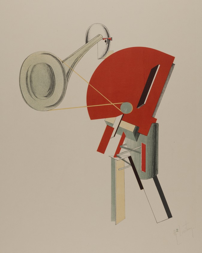 El Lissitzky (Russian, 1890–1941). <em>Announcer (Ansager)</em>, 1923. Lithograph on wove paper, 13 7/8 x 10 3/4 in. (35.2 x 27.3 cm). Brooklyn Museum, By exchange, 50.191.2. © artist or artist's estate (Photo: Brooklyn Museum, 50.191.2_cropped_PS22.jpg)