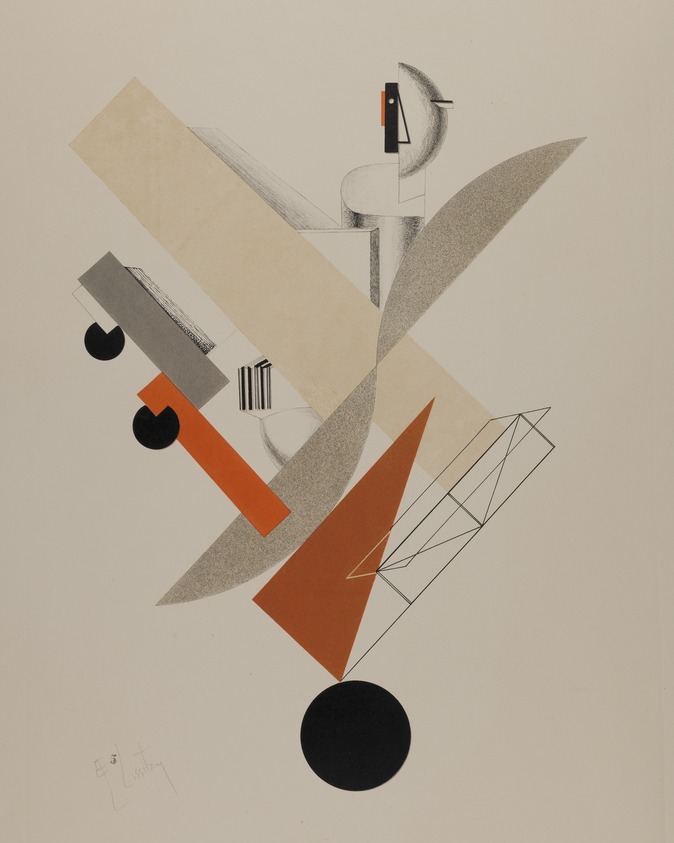 El Lissitzky (Russian, 1890–1941). <em>Globetrotter (In Time)</em>, 1923. Lithograph on wove paper, 14 3/16 x 10 1/16 in. (36 x 25.5 cm). Brooklyn Museum, By exchange, 50.191.5. © artist or artist's estate (Photo: Brooklyn Museum, 50.191.5_cropped_PS22.jpg)