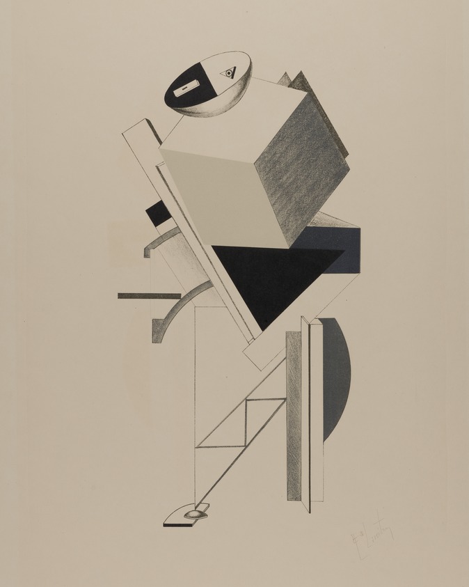 El Lissitzky (Russian, 1890–1941). <em>Old Man - Head 2 Paces Back  (Alter - Kopf 2 Schritt Hinter)</em>, 1923. Lithograph on heavy wove paper, 15 3/8 x 7 7/8 in. (39 x 20 cm). Brooklyn Museum, By exchange, 50.191.8. © artist or artist's estate (Photo: Brooklyn Museum, 50.191.8_cropped_PS22.jpg)