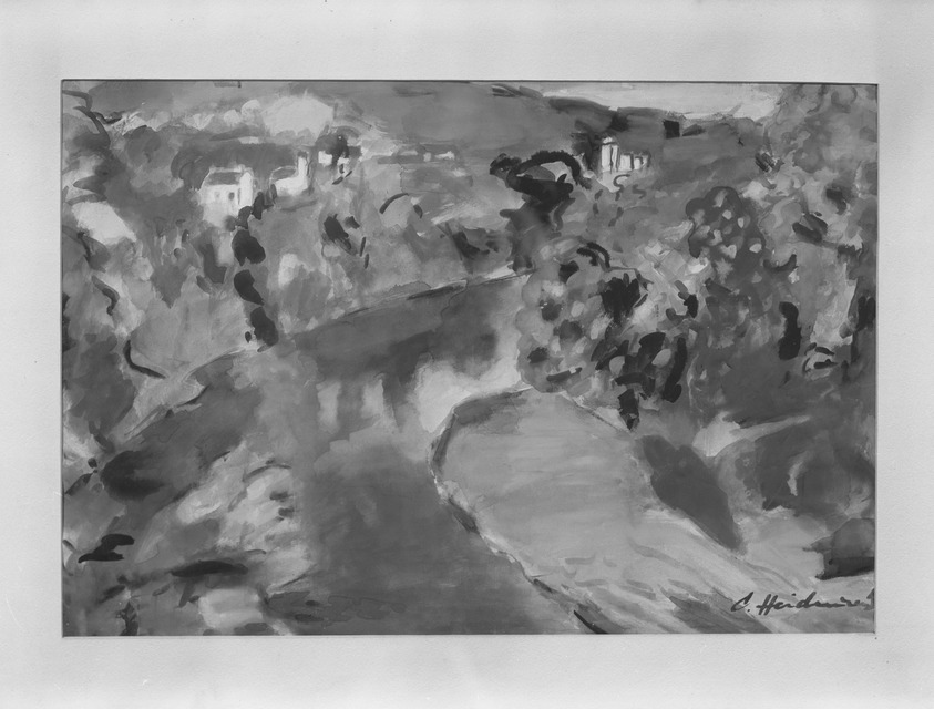 Charles Heidenreich (American, born 1901). <em>Rhone Valley</em>, ca. 1949. Watercolor on paper, 17 1/8 × 24 7/16 in. (43.5 × 62.1 cm). Brooklyn Museum, Gift of J. S. Berkson, 51.194. © artist or artist's estate (Photo: Brooklyn Museum, 51.194_acetate_bw.jpg)