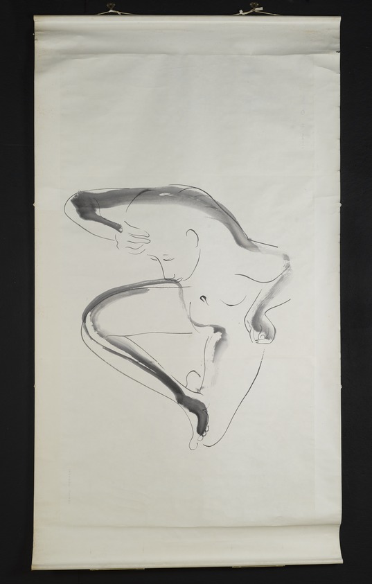 Isamu Noguchi (American, 1904-1988). <em>Seated Figure</em>, 1930. Chinese brush and ink drawing on paper, drawing: 36 7/16 x 67 5/8 in. (92.6 x 171.8 cm). Brooklyn Museum, Gift of Mrs. Paul Nitze, 51.24.2. © artist or artist's estate (Photo: Brooklyn Museum, 51.24.2_PS2.jpg)