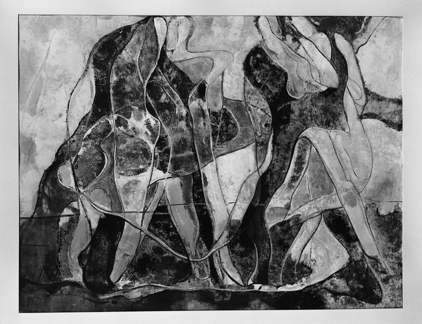 Max Kaus (German, 1895–1977). <em>Dancers</em>, 1950. Watercolor, 19 7/8 x 26 in.  (50.5 x 66.0 cm). Brooklyn Museum, Carll H. de Silver Fund, 51.88. © artist or artist's estate (Photo: Brooklyn Museum, 51.88_acetate_bw.jpg)