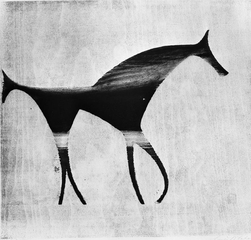 Ewald Mataré (German, 1887-1965). <em>Horse</em>. Woodcut on heavy wove paper, 15 7/8 x 17 1/16 in. (40.3 x 43.3 cm). Brooklyn Museum, 53.116. © artist or artist's estate (Photo: Brooklyn Museum, 53.116_acetate_bw.jpg)