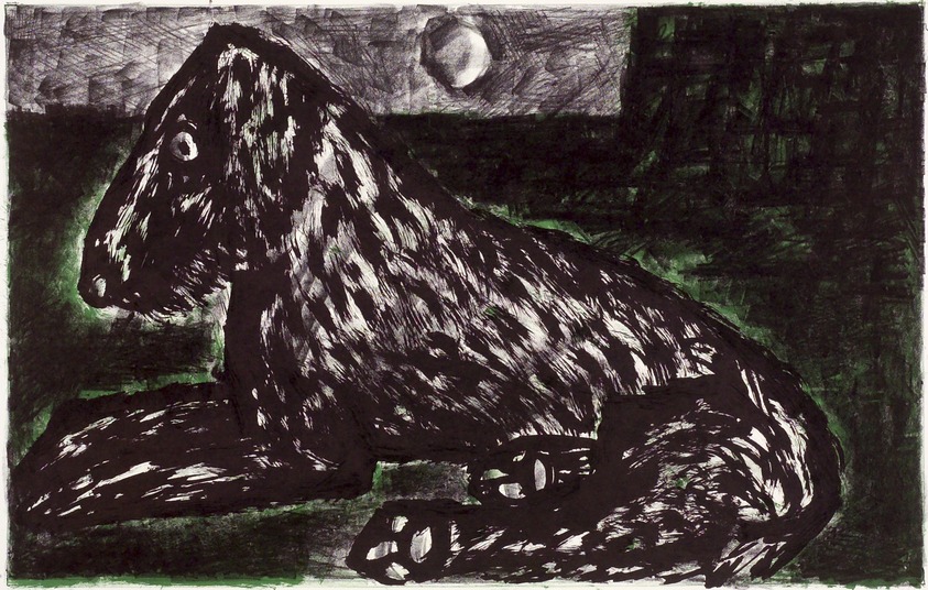 Max Kahn (American, 1904-2005). <em>Mountain Dog</em>, 1954. Lithograph, Sheet: 18 7/8 x 24 7/8 in. (47.9 x 63.2 cm). Brooklyn Museum, Gift of Artists Equity, Chicago Chapter, 54.153.11. © artist or artist's estate (Photo: Brooklyn Museum, 54.153.11.jpg)