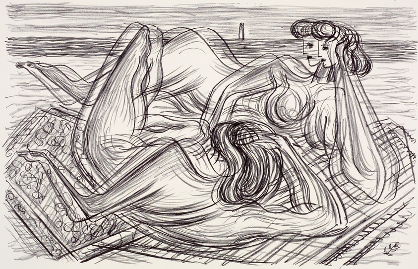 Harold Haydon (American, born Canada, 1909-1994). <em>The Bathers</em>, 1954. Lithograph, Sheet: 18 7/8 x 24 7/8 in. (47.9 x 63.2 cm). Brooklyn Museum, Gift of Artists Equity, Chicago Chapter, 54.153.15. © artist or artist's estate (Photo: Brooklyn Museum, 54.153.15.jpg)