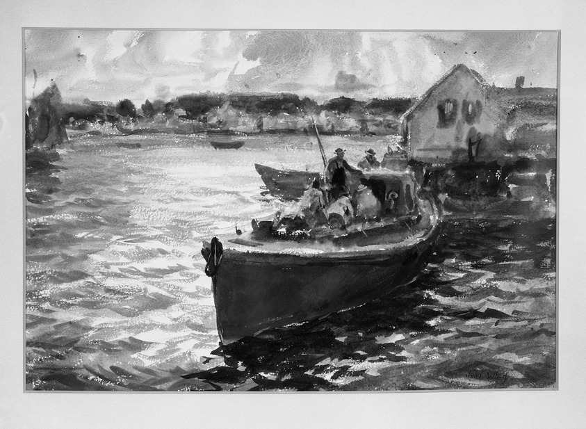 John Whorf (American, 1903-1959). <em>Return Home</em>. Watercolor Brooklyn Museum, Gift of Walter N. Rothschild, 55.42. © artist or artist's estate (Photo: Brooklyn Museum, 55.42_acetate_bw.jpg)