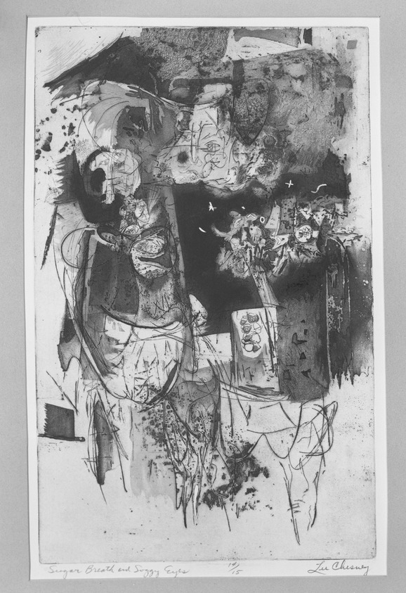 Lee Chesney (American, 1920-2016). <em>Sugar Breath and Soggy Eyes</em>, mid-20th century. Etching, aquatint, engraving in color Brooklyn Museum, Dick S. Ramsay Fund, 56.80. © artist or artist's estate (Photo: Brooklyn Museum, 56.80_acetate_bw.jpg)