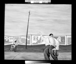 Robert Gwathmey (American, 1903-1988). <em>The Hitch-hiker</em>, ca 1936. Oil on panel, panel: 30 x 36 in.  (76.2 x 91.4 cm). Brooklyn Museum, Gift of David A. Teichman, 57.46. © artist or artist's estate (Photo: Brooklyn Museum, 57.46_bw.jpg)