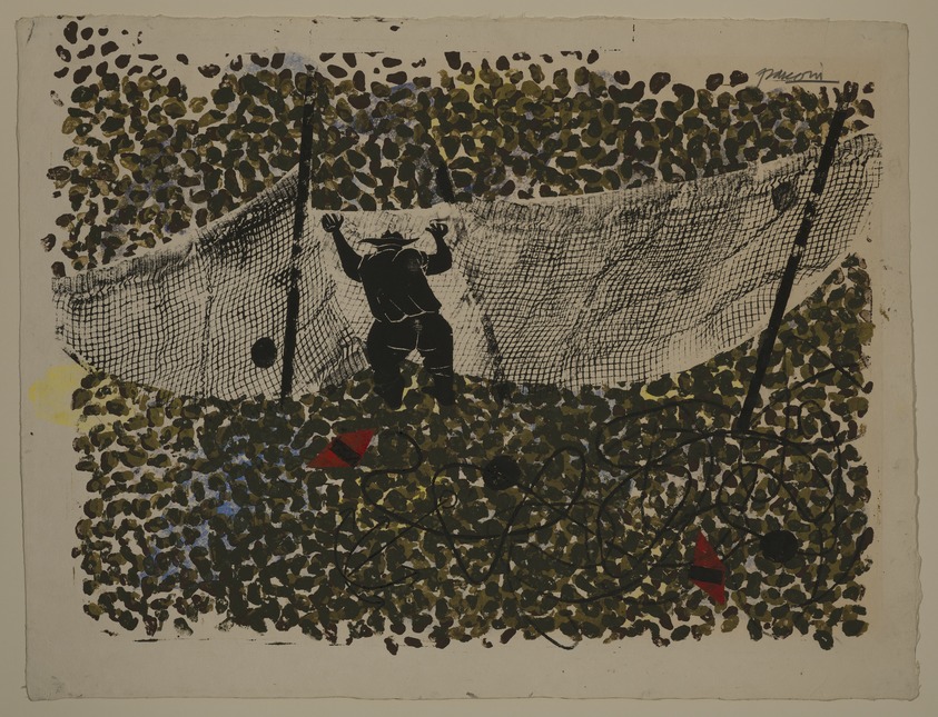 Antonio Frasconi (American, born Argentina, 1919-2013). <em>Fisherman's Nets</em>, mid-20th century. Woodcut in color, sheet: 20 1/8 × 26 1/2 in. (51.1 × 67.3 cm). Brooklyn Museum, Dick S. Ramsay Fund, 58.11.2b. © artist or artist's estate (Photo: Brooklyn Museum, 58.11.2b_PS20.jpg)