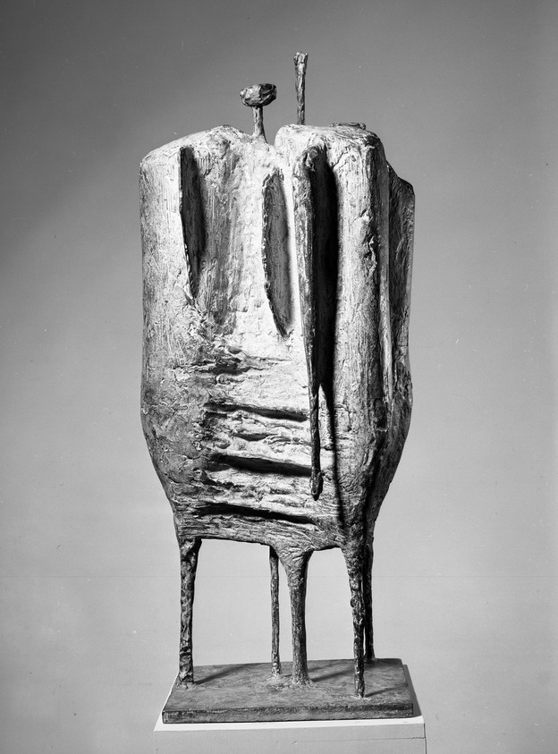 Kenneth Armitage (British, 1916-2002). <em>The Sentinels</em>, 1955. Bronze, 39 7/8 x 16 7/8 x 15 1/4 in. (101.3 x 42.9 x 38.7 cm). Brooklyn Museum, Carll H. de Silver Fund, 58.5. © artist or artist's estate (Photo: Brooklyn Museum, 58.5_view1_acetate_bw.jpg)