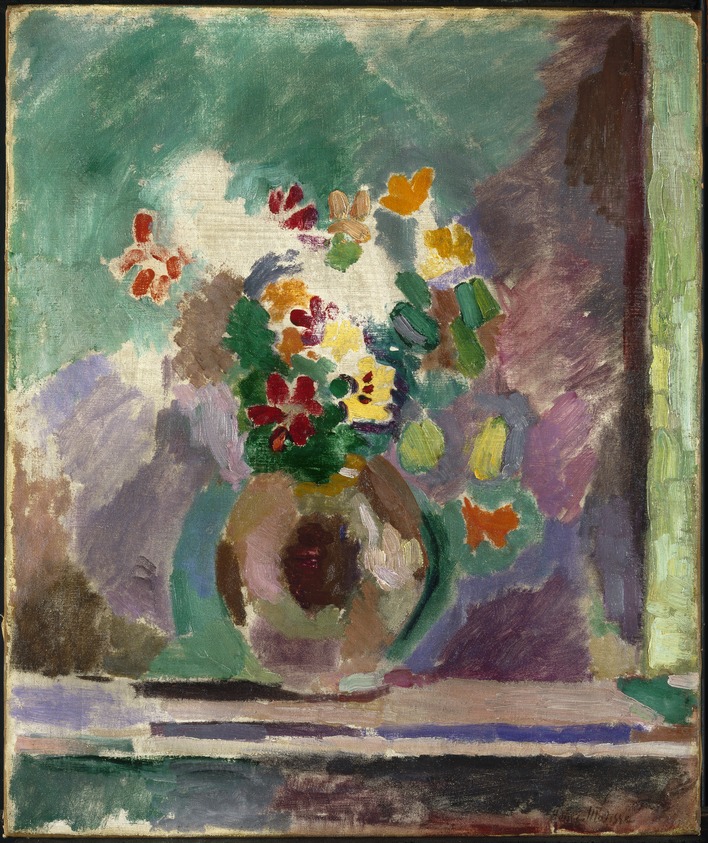 Henri Matisse (French, 1869-1954). <em>Flowers (Fleurs)</em>, 1906. Oil on canvas, 21 5/8 x 18 1/8 in. (54.9 x 46 cm). Brooklyn Museum, Gift of Marion Gans Pomeroy, 61.243. © artist or artist's estate (Photo: Brooklyn Museum, 61.243_color_corrected_SL1.jpg)
