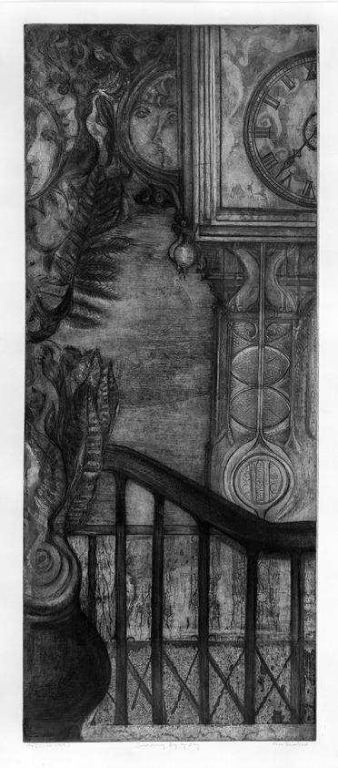 Vera Berdich (American, 1915-2003). <em>Time Being Day by Day</em>, 1953. Intaglio in color Brooklyn Museum, Museum Collection Fund, 61.93.1. © artist or artist's estate (Photo: Brooklyn Museum, 61.93.1_acetate_bw.jpg)