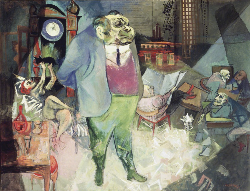 William Gropper (American, 1897-1977). <em>Profile</em>, 1961. Oil on canvas, 45 x 57 in. (114.3 x 144.8 cm) framed. Brooklyn Museum, Purchased with funds given by an anonymous donor, 62.152. © artist or artist's estate (Photo: Brooklyn Museum, 62.152.jpg)