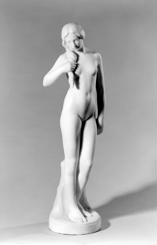 Georg J. Lober (American, 1892-1961). <em>Innocence</em>, ca. 1930. Marble, Height: 35 7/8 in. (91.1 cm). Brooklyn Museum, Gift of  Eleanor E. Lober, 63.105. © artist or artist's estate (Photo: Brooklyn Museum, 63.105_acetate_bw.jpg)