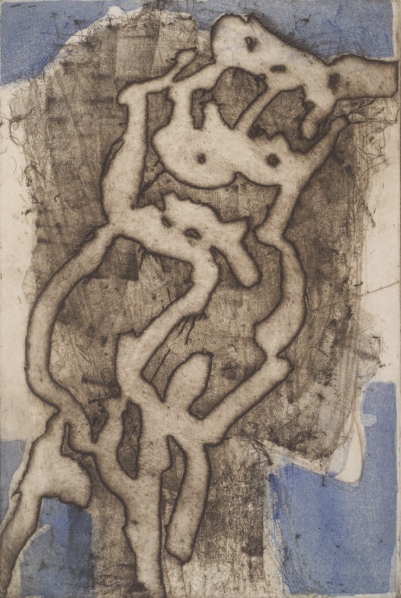 Leslie R. Krims (American). <em>Seated Figure</em>, 1963. Aquatint and soft ground etching, Sheet: 20 1/16 x 15 15/16 in. (51 x 40.5 cm). Brooklyn Museum, Gift of Seong Moy, 63.109.13. © artist or artist's estate (Photo: Brooklyn Museum, 63.109.13.jpg)