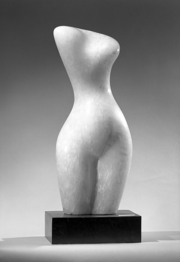 Marina Nuñez del Prado (Bolivian, 1910-1995). <em>Venus</em>, 1960. Alabaster, 28 x 12 x 10 in. (71.1 x 30.5 x 25.4 cm). Brooklyn Museum, Gift of Abraham & Straus, 63.147. © artist or artist's estate (Photo: Brooklyn Museum, 63.147_acetate_bw.jpg)