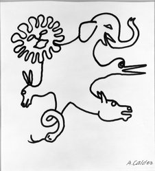 Alexander Calder (American, 1898-1976). <em>Circus Study</em>, 1944. Ink on paper, Sheet: 14 1/2 x 11 7/16 in. (36.8 x 29.1 cm). Brooklyn Museum, Gift of The Louis E. Stern Foundation, Inc., 64.101.128. © artist or artist's estate (Photo: Brooklyn Museum, 64.101.128_acetate_bw.jpg)