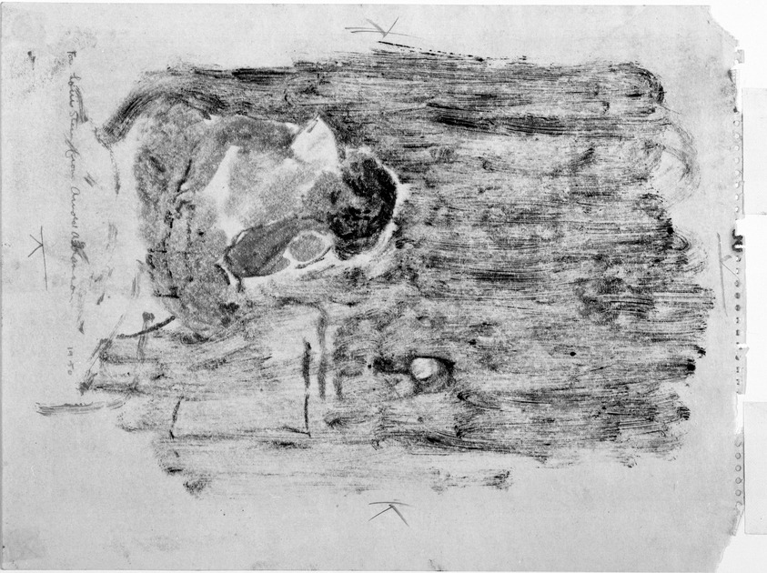 Arnold Abramson (American, born 1928). <em>Seated Figure</em>, 1950. Monotype on paper, 10 5/8 x 7 1/4 in. (27 x 18.4 cm). Brooklyn Museum, Gift of The Louis E. Stern Foundation, Inc., 64.101.4. © artist or artist's estate (Photo: Brooklyn Museum, 64.101.4_bw.jpg)