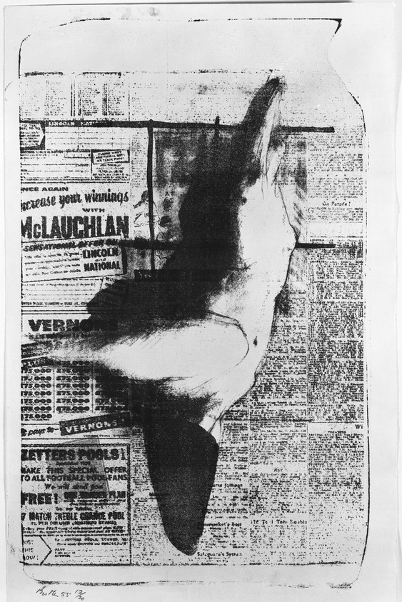 Reginald Butler (British, 1913-1981). <em>Untitled</em>, 1955. Lithograph, 18 x 11 1/8 in. (45.7 x 28.3 cm). Brooklyn Museum, Gift of Mr. and Mrs. Herbert M. Rothschild, 64.251. © artist or artist's estate (Photo: Brooklyn Museum, 64.251_bw.jpg)