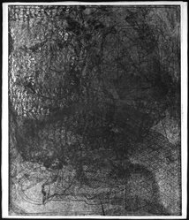 Louise Nevelson (American, born Russia, 1899-1988). <em>The Face in the Moon</em>, 1952-1954. Etching on paper, sheet: 22 1/4 x 19 in. (56.5 x 48.3 cm). Brooklyn Museum, Gift of Louise Nevelson, 65.22.11. © artist or artist's estate (Photo: Brooklyn Museum, 65.22.11_bw.jpg)
